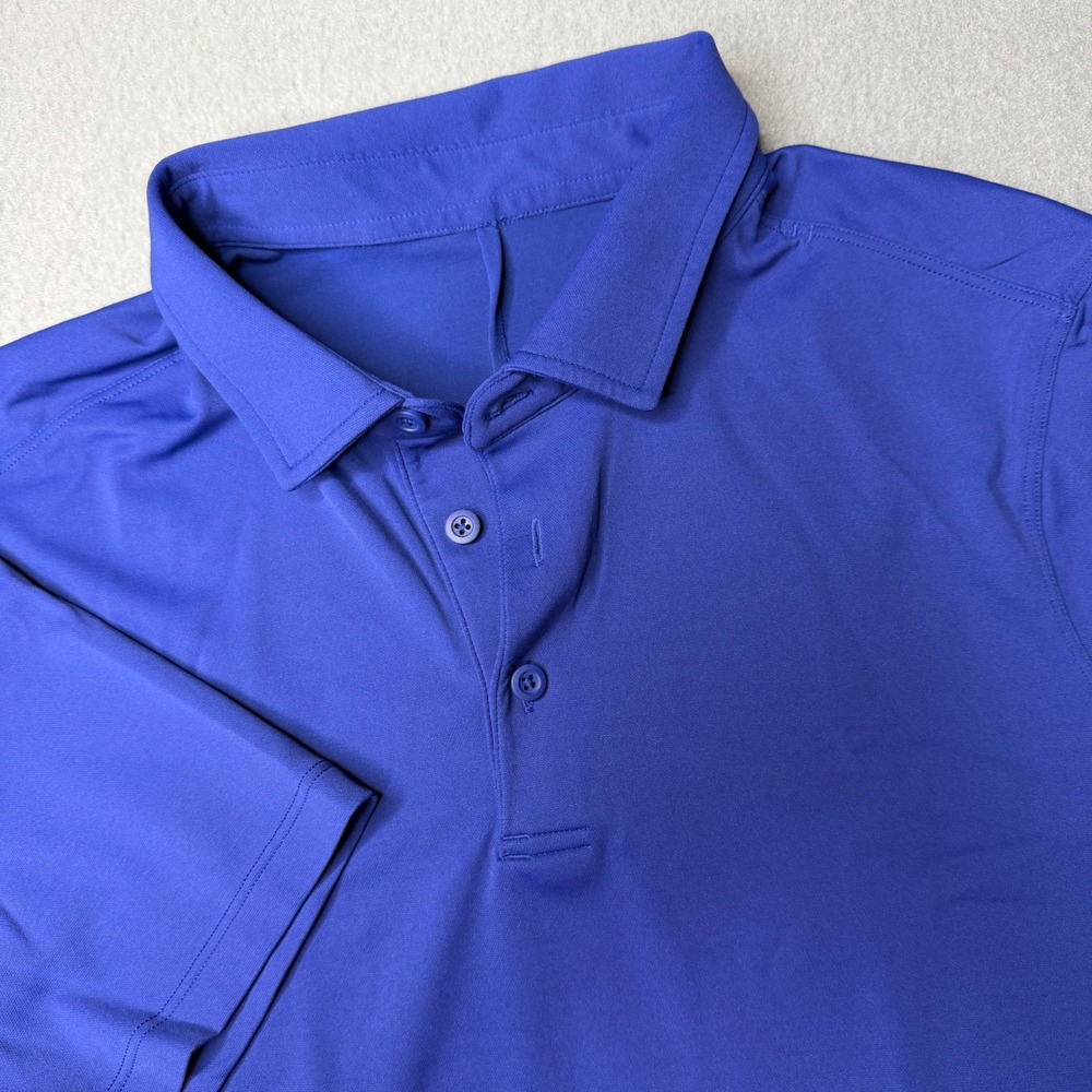 Lululemon Evolution Polo Shirt Mens Medium Blue Short Sleeve Performance Golf